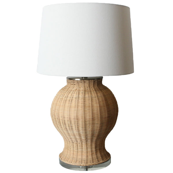 Rattan Lamp with Lucite Base