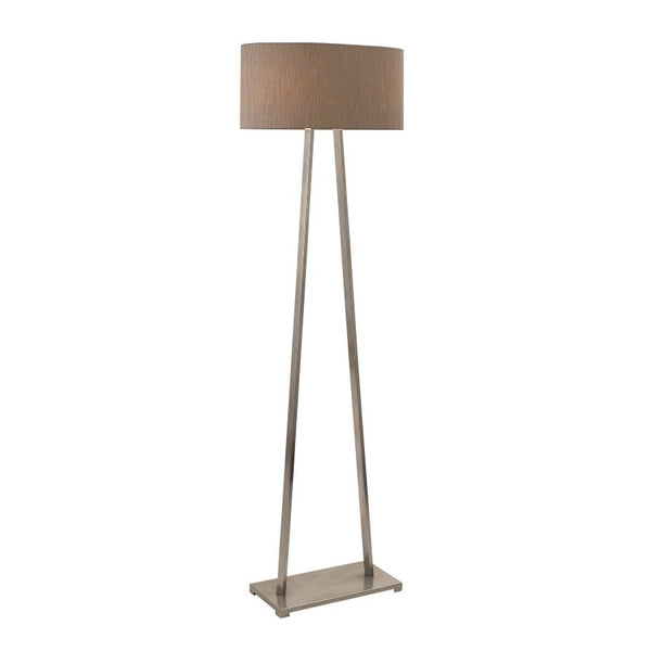 A Frame Brushed Nickel Floor Lamp with Stone Fabric Oval Shade