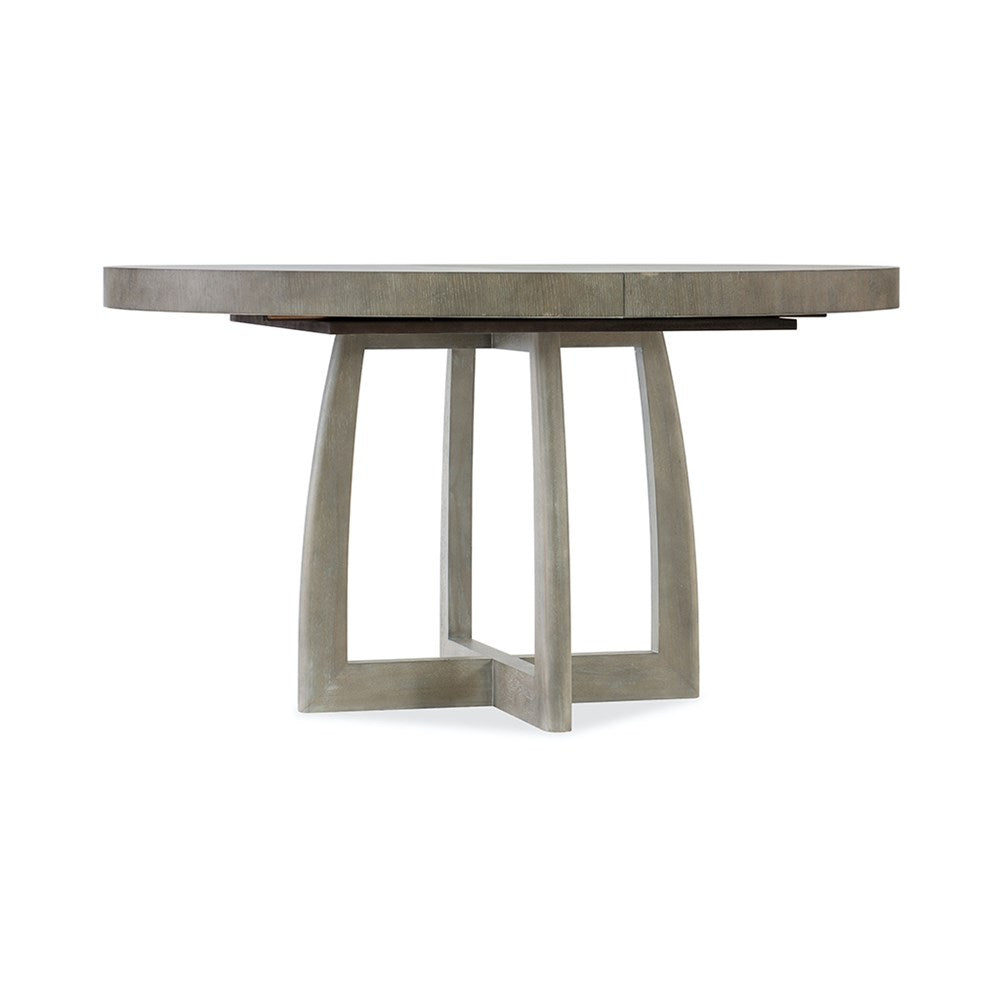 Greige Round Pedestal Extension Table The Classic Outfitter