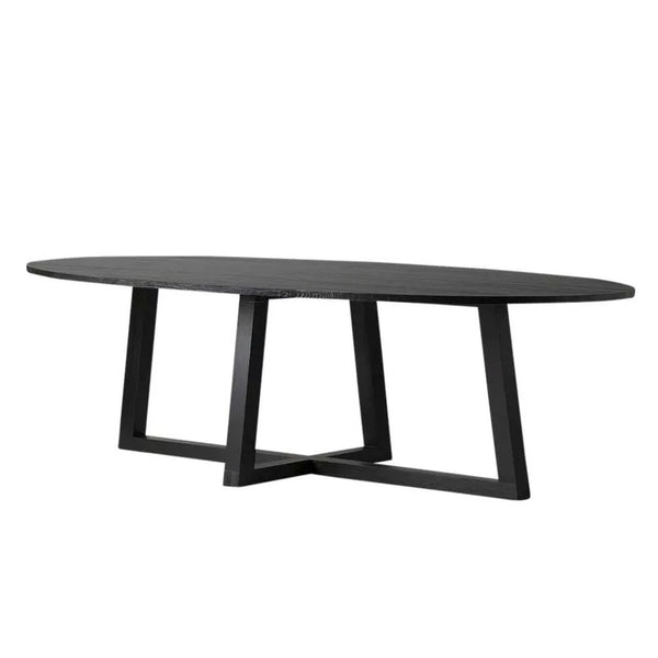 Black Satin Oval Dining Table