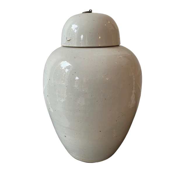White Round Lidded Pot