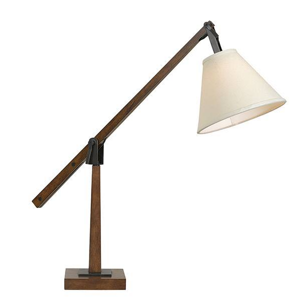 Timber with Adjustable Arm Table Lamp with Empire Shade
