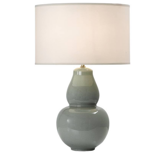 Celadon Gourd Lamp with Drum Shade