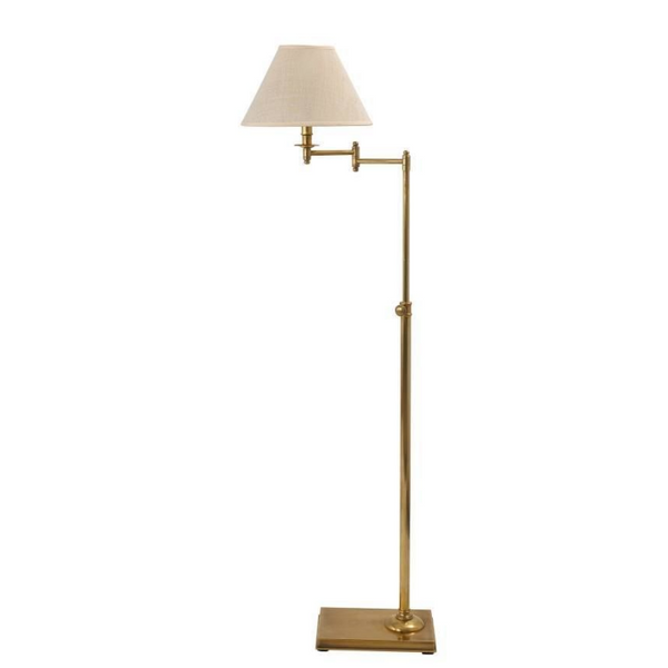Brass Plate Swing Arm Floor Lamp with Empire Shade