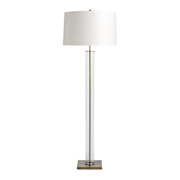 Norman Glass and Polished Nickel Floor Lamp with White Parchment Shade