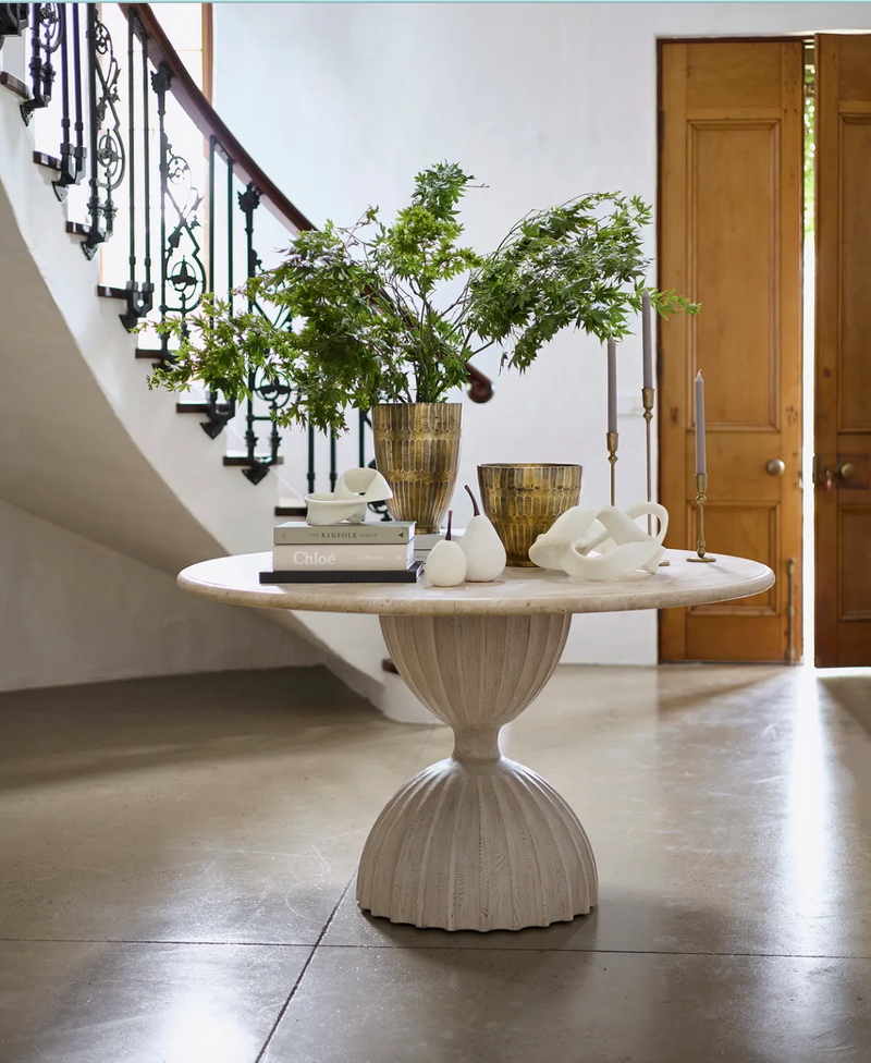 Travetine Top Dining Table