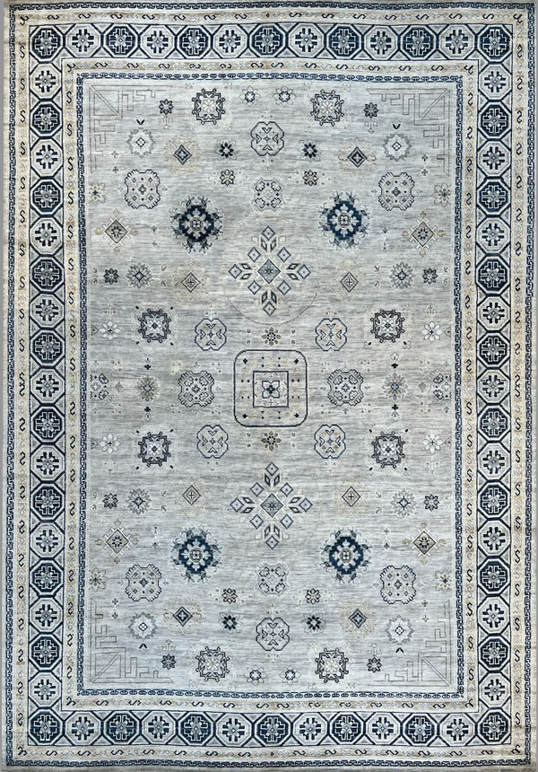 Paloma Navy/Grey Hand Knotted Wool Rug