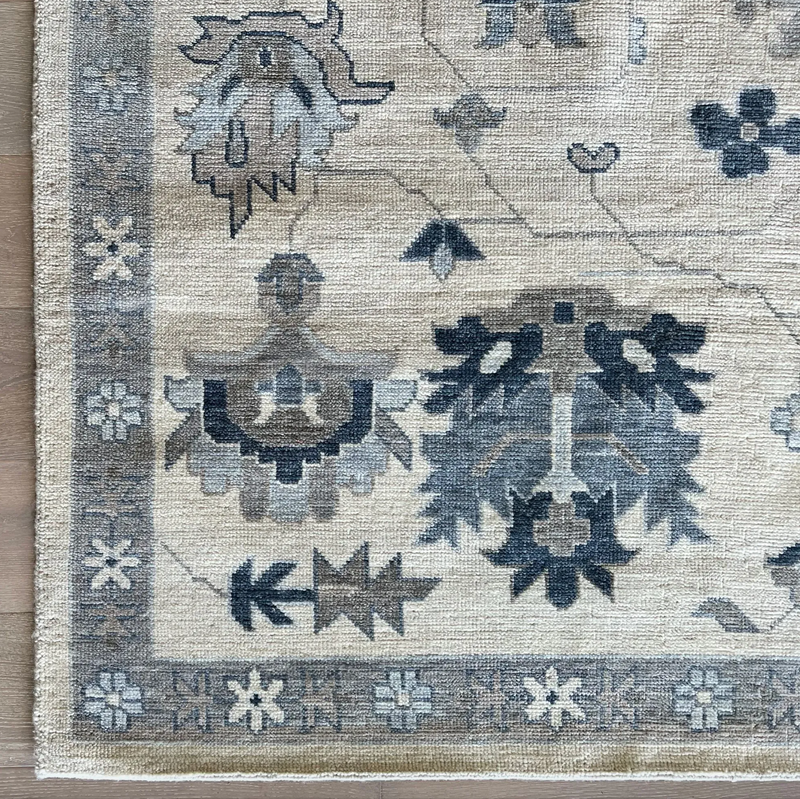 Peony Blue Hand Knotted Wool Rug