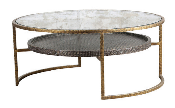 Hammered Antique Brass Base Coffee Table