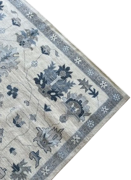 Peony Blue Hand Knotted Wool Rug