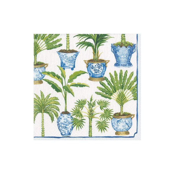 Cocktail Napkins - Potted Palms White