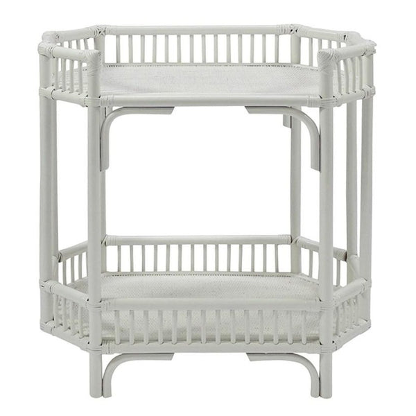 Bamboo Rattan White Bar Cart