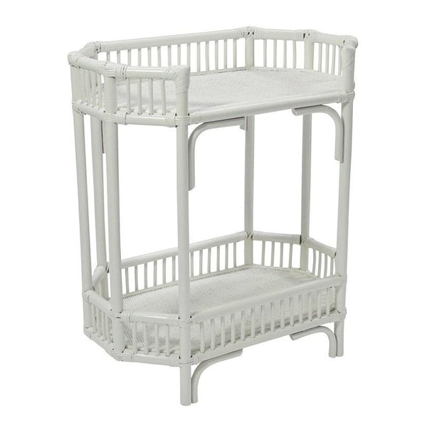 Bamboo Rattan White Bar Cart