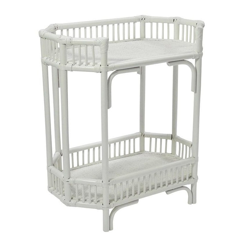 Bamboo Rattan White Bar Cart