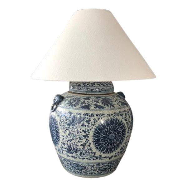 Blue & White Sunflower Lamp