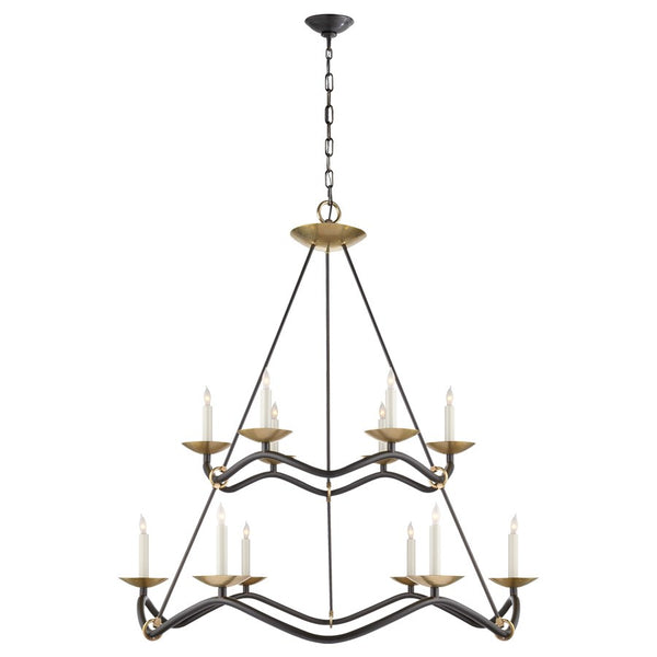 Visual Comfort Choros Two Tier Chandelier in Aged Iron