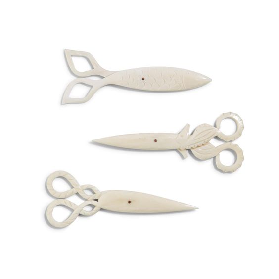 Hand-Carved Bone Scissors