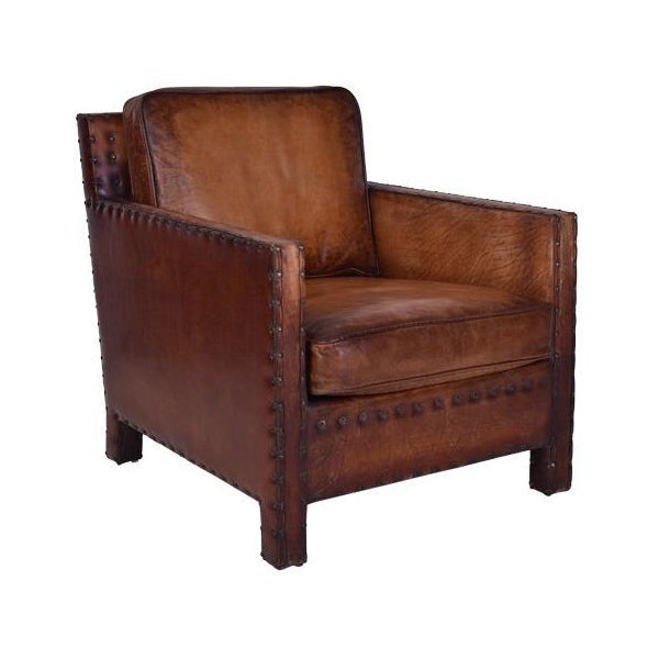 Square Leather Armchair
