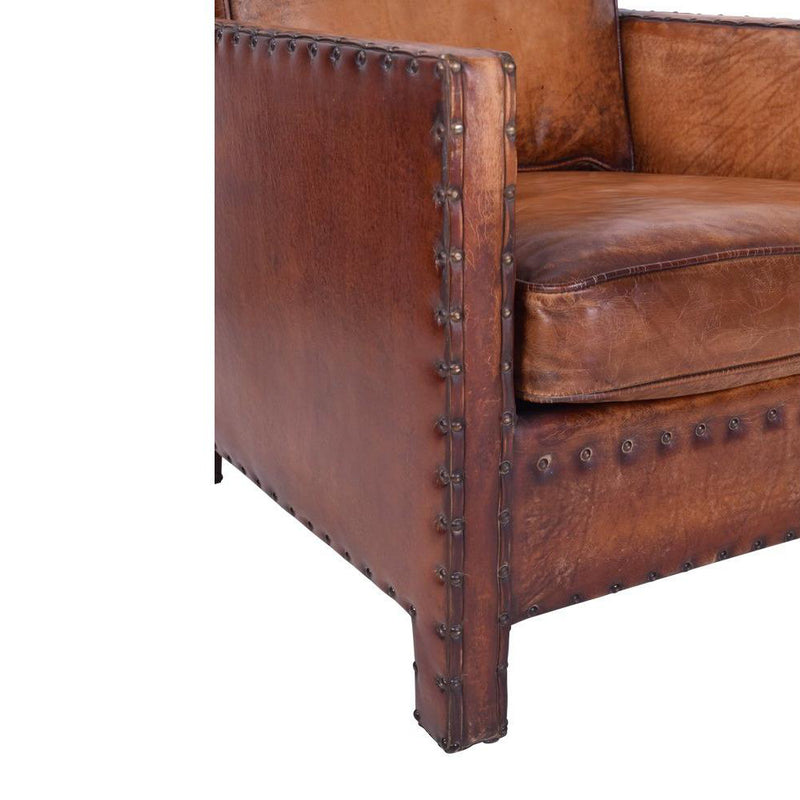 Square Leather Armchair